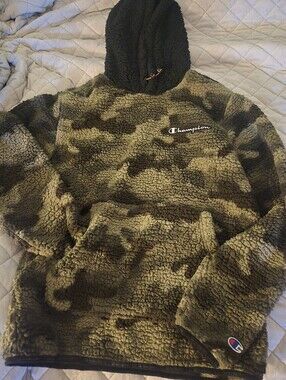 Champion Olive Camo Sherpa Pullover Hoodie